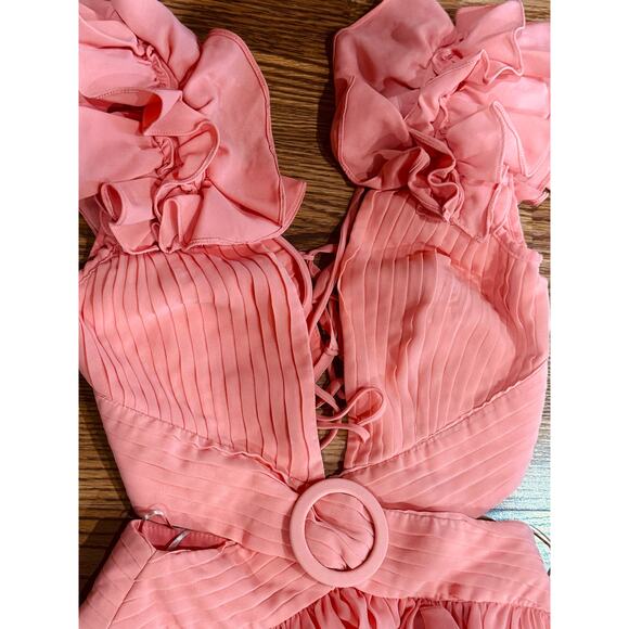 PATBO ORANGE FLUTTER SLEEVE RUFFLE MAXI PARTY DRESS size 2 / 34 - Picture 14 of 16